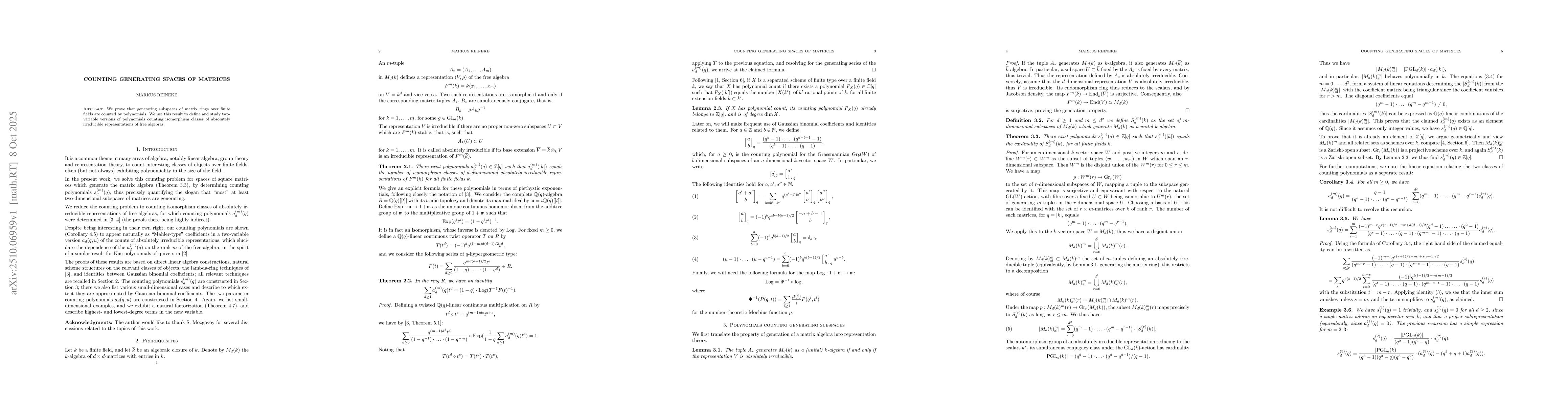 Thumbnail for Counting generating spaces of matrices