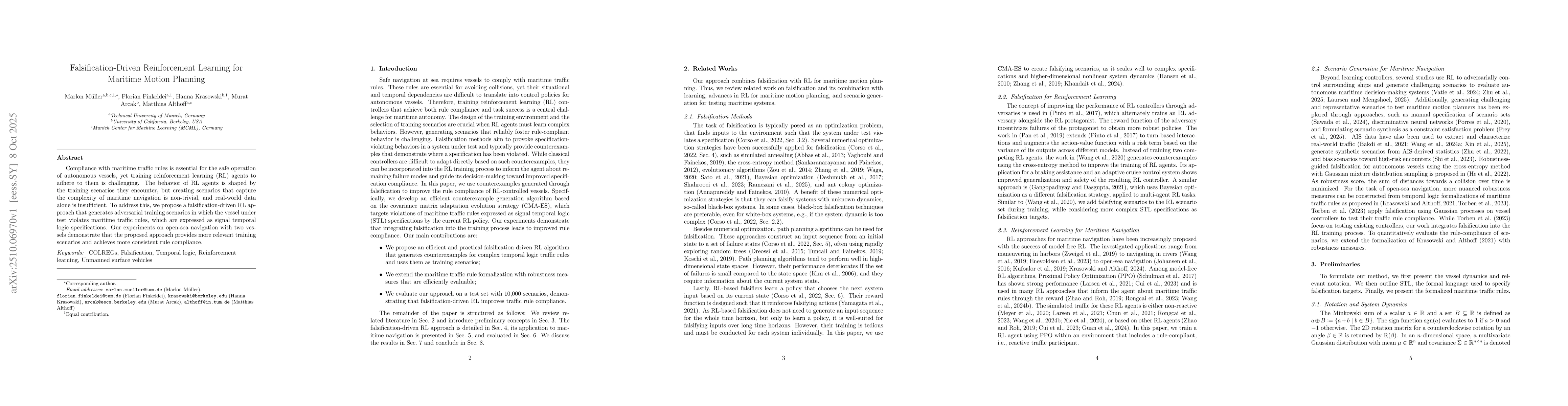 Thumbnail for Falsification-Driven Reinforcement Learning for Maritime Motion Planning