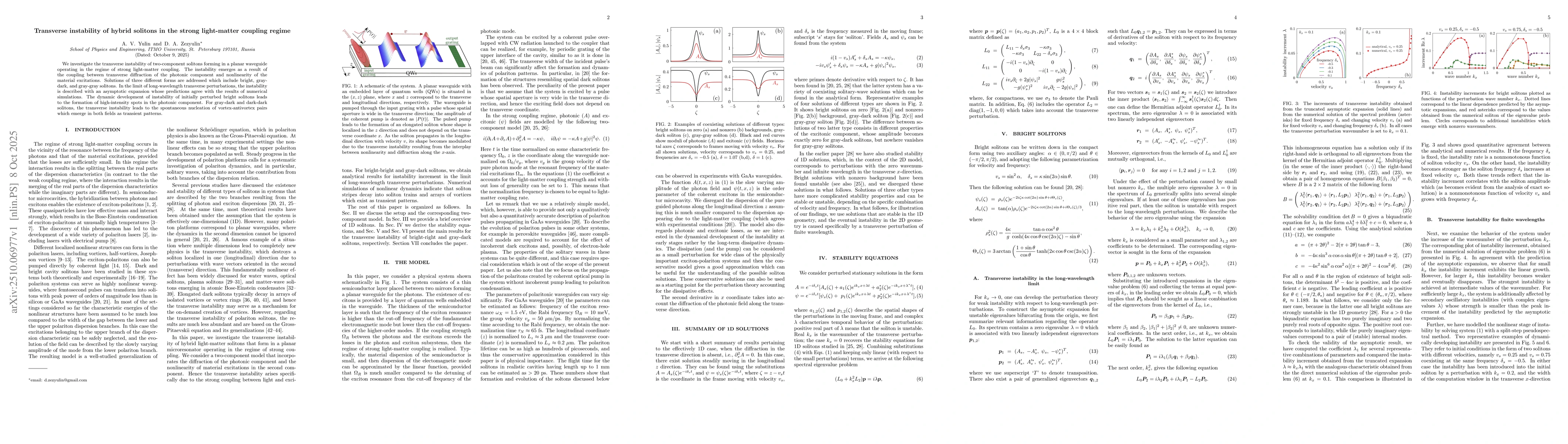 Thumbnail for Transverse instability of hybrid solitons in the strong light-matter
  coupling regime