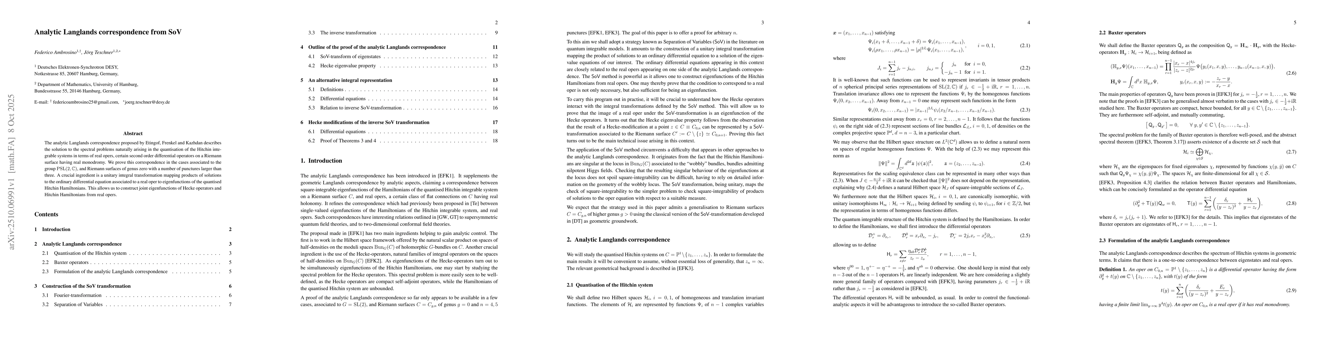 Thumbnail for Analytic Langlands correspondence from SoV