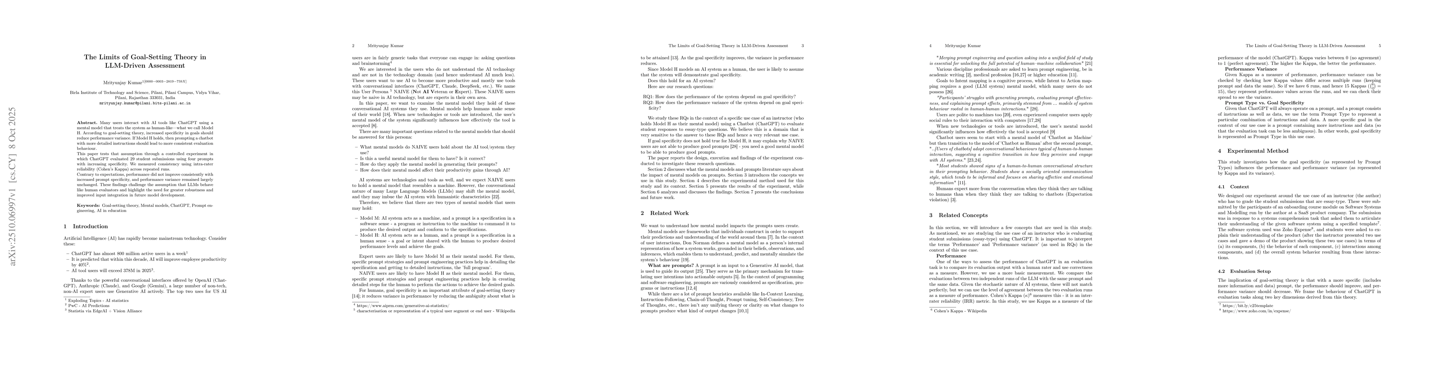 Thumbnail for The Limits of Goal-Setting Theory in LLM-Driven Assessment