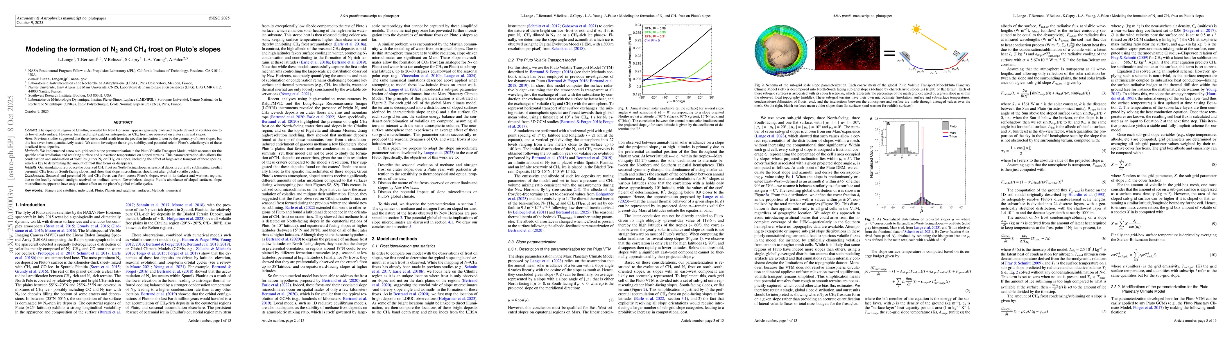 Thumbnail for Modeling the formation of N2 and CH4 frost on Pluto's slopes