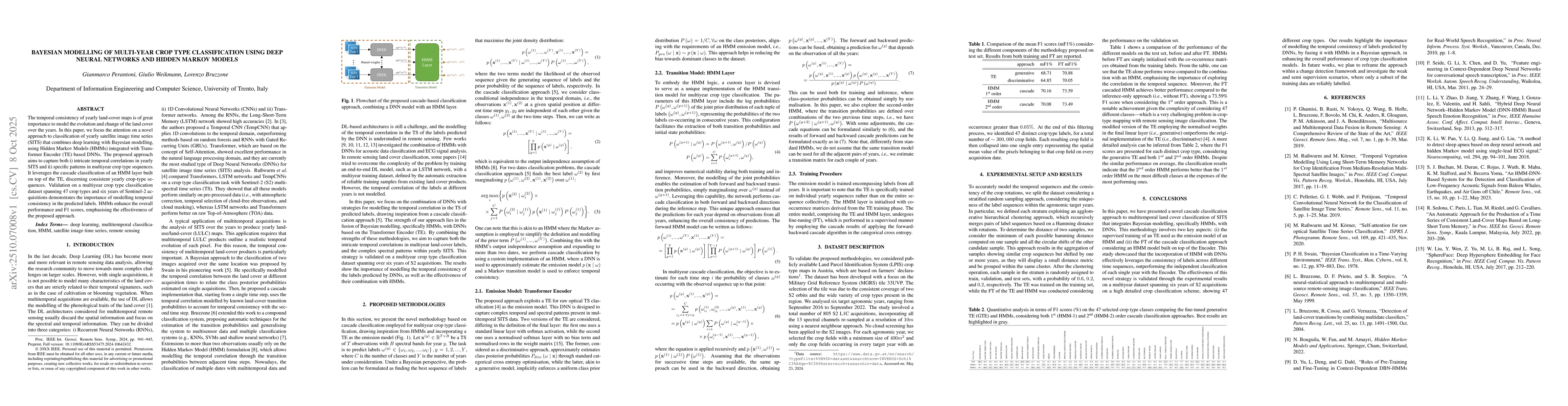 Thumbnail for Bayesian Modelling of Multi-Year Crop Type Classification Using Deep
  Neural Networks and Hidden Markov Models