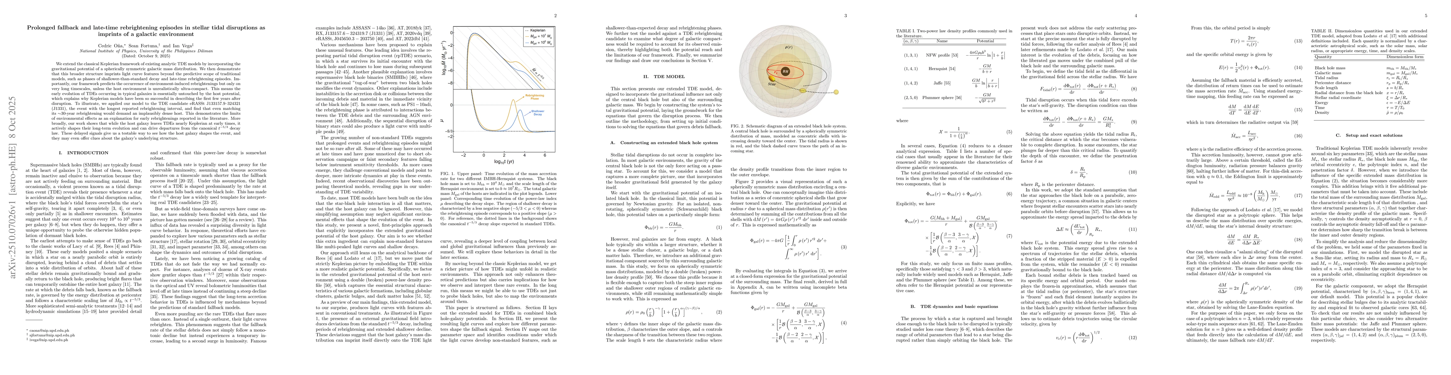 Thumbnail for Prolonged fallback and late-time rebrightening episodes in stellar tidal
  disruptions as imprints of a galactic environment