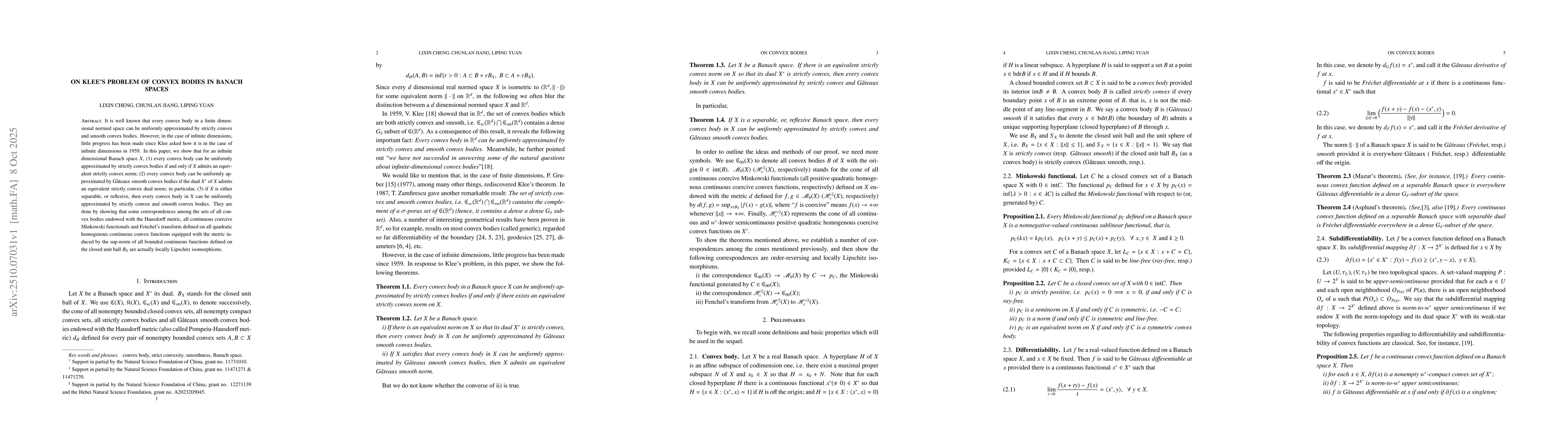 Thumbnail for On Klee's problem of convex bodies in Banach spaces