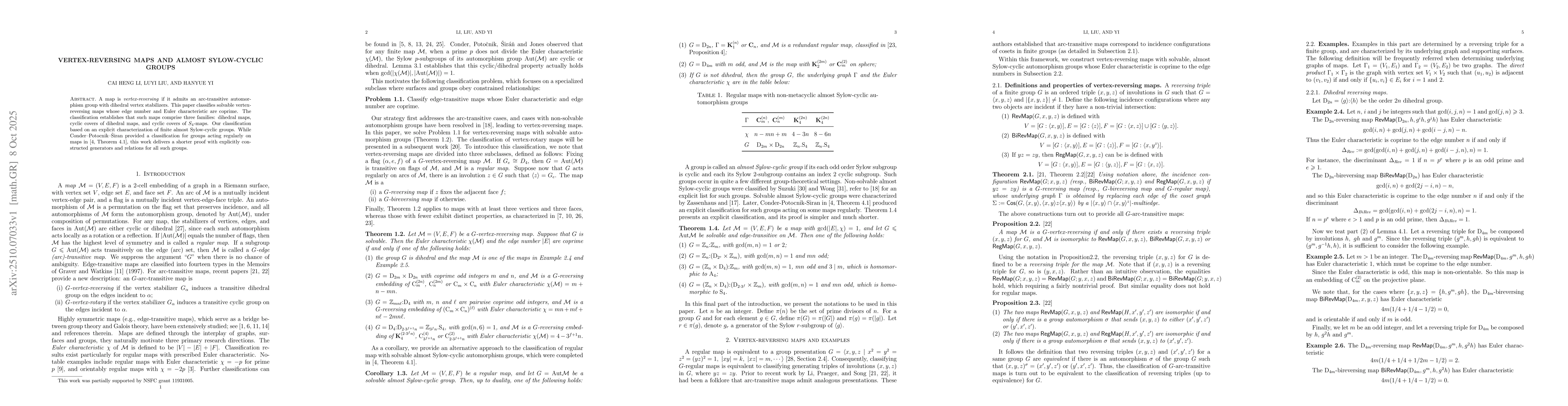 Thumbnail for Vertex-reversing maps and almost Sylow-cyclic groups