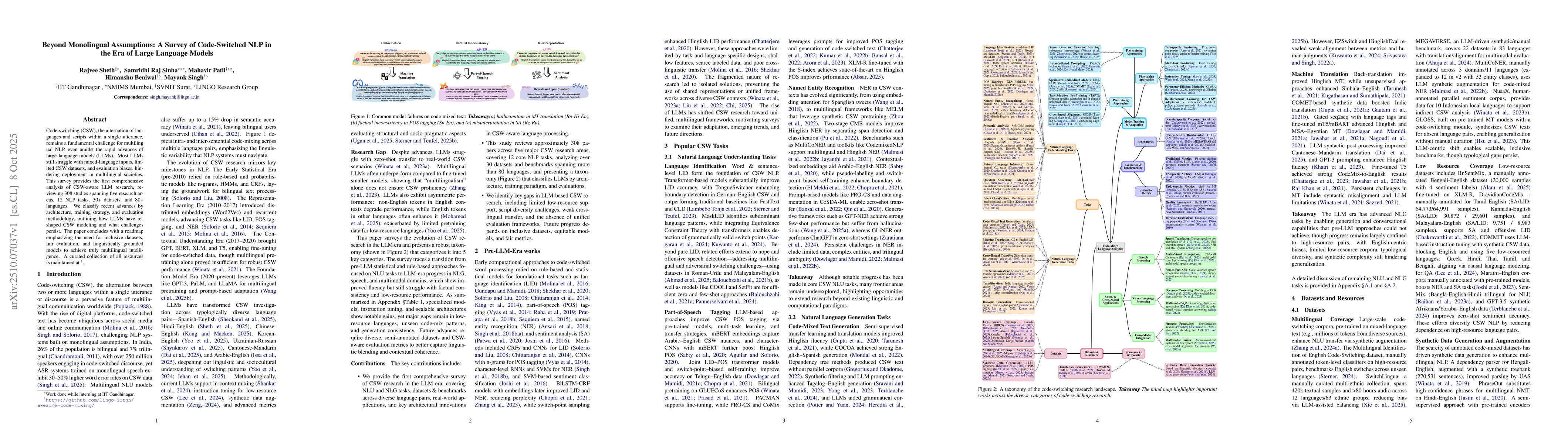 Thumbnail for Beyond Monolingual Assumptions: A Survey of Code-Switched NLP in the Era
  of Large Language Models