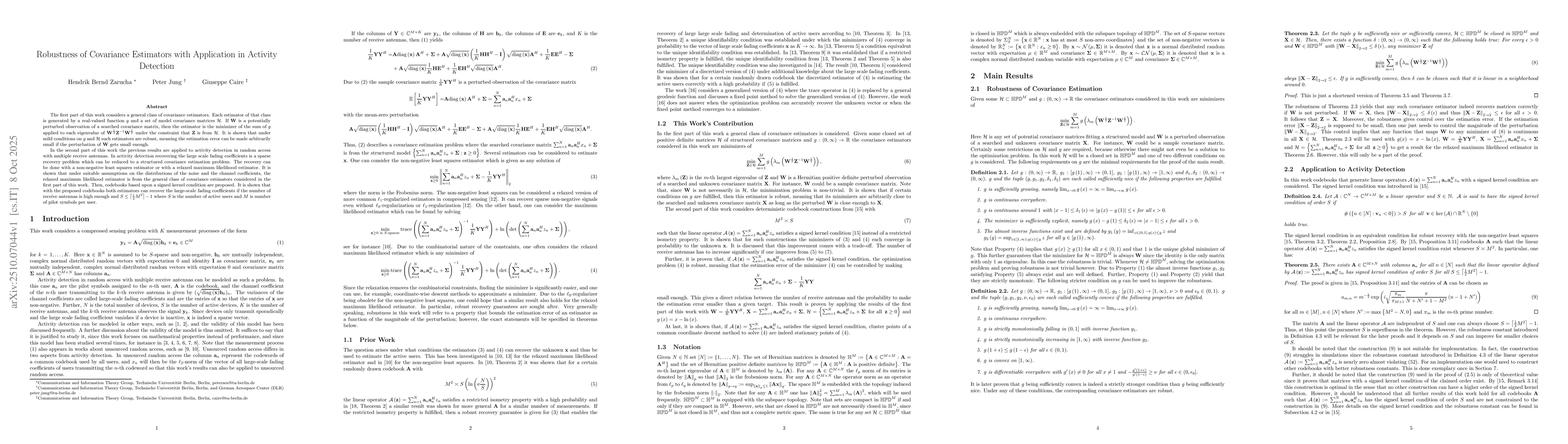 Thumbnail for Robustness of Covariance Estimators with Application in Activity
  Detection
