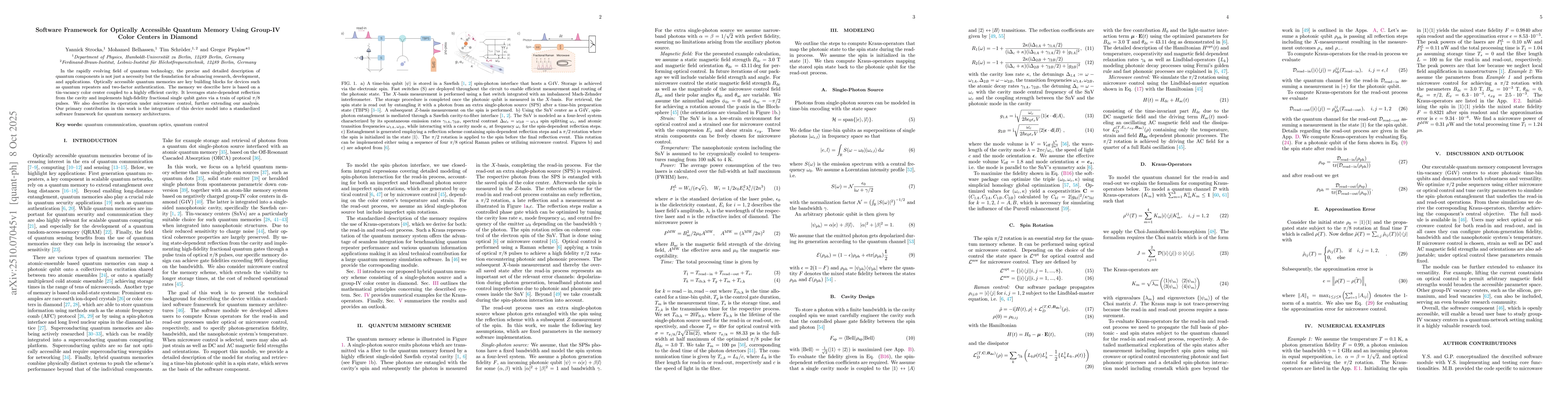 Thumbnail for Software Framework for Optically Accessible Quantum Memory Using
  Group-IV Color Centers in Diamond