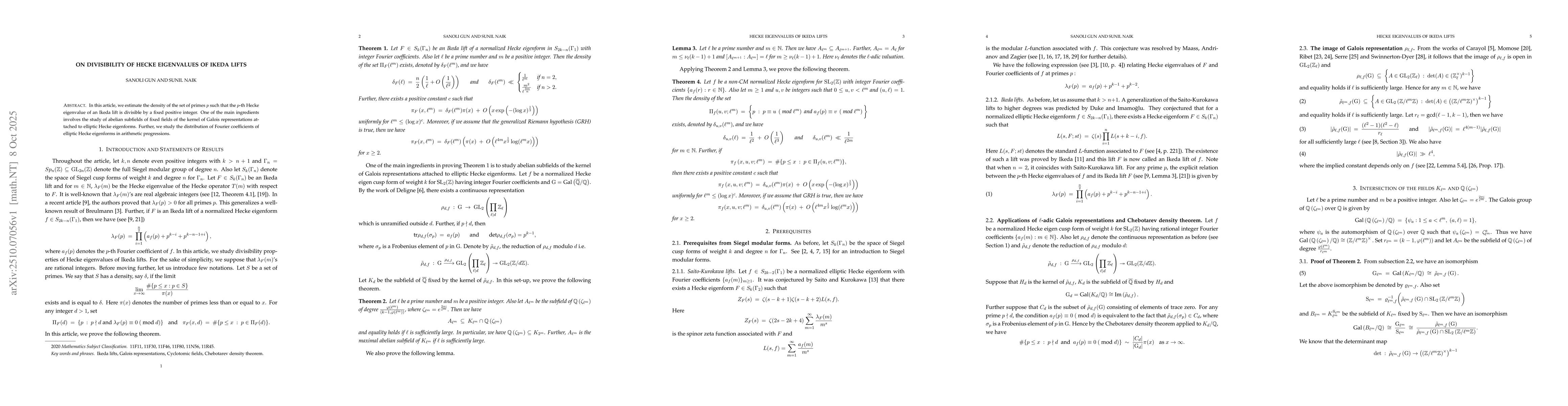 Thumbnail for On divisibility of Hecke eigenvalues of Ikeda lifts