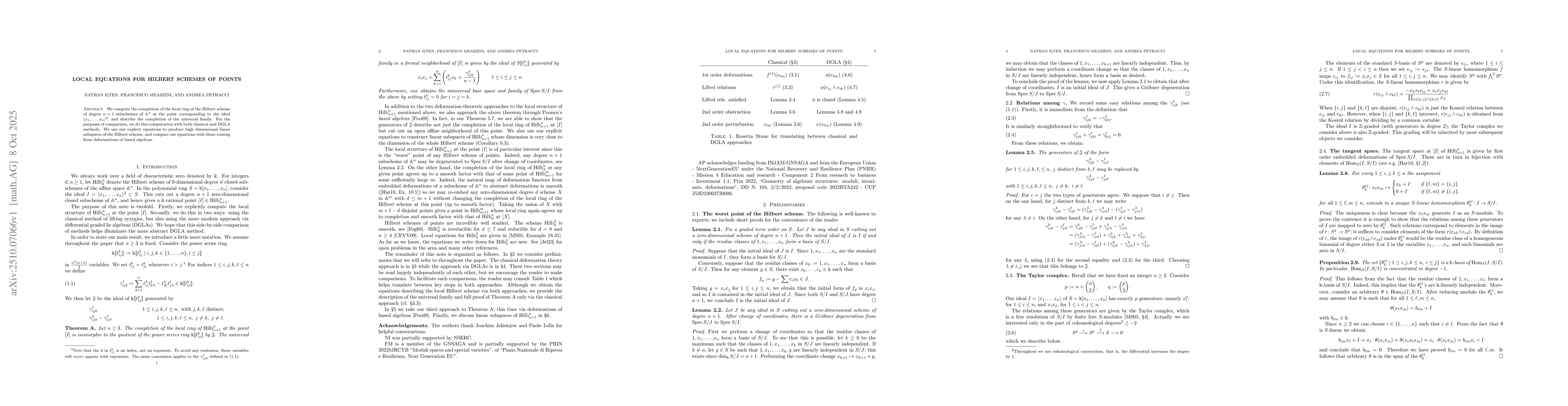Thumbnail for Local Equations for Hilbert Schemes of Points