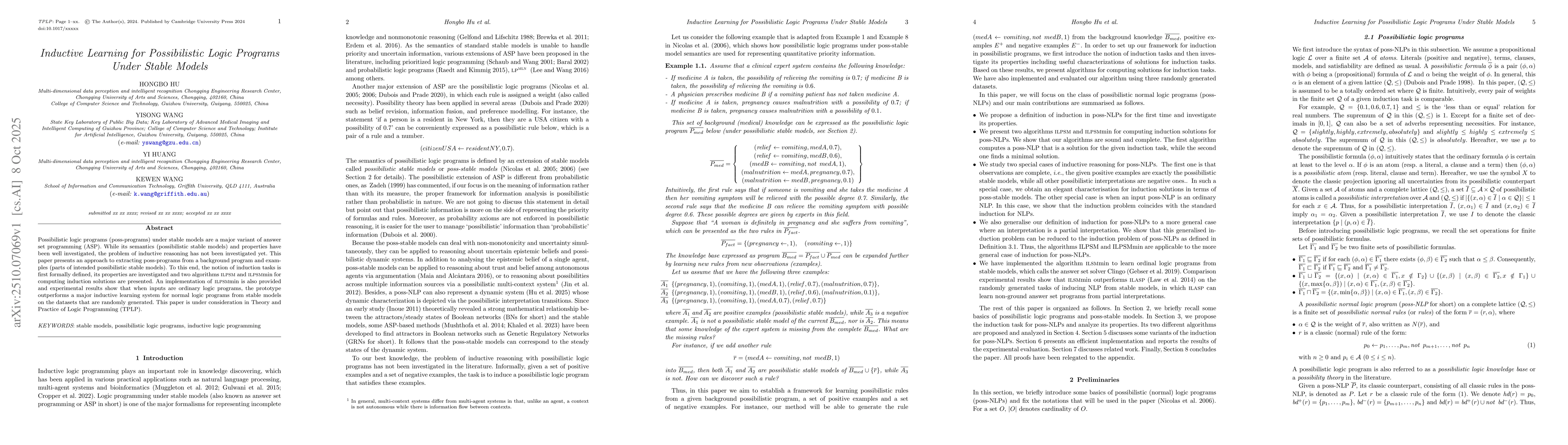 Thumbnail for Inductive Learning for Possibilistic Logic Programs Under Stable Models