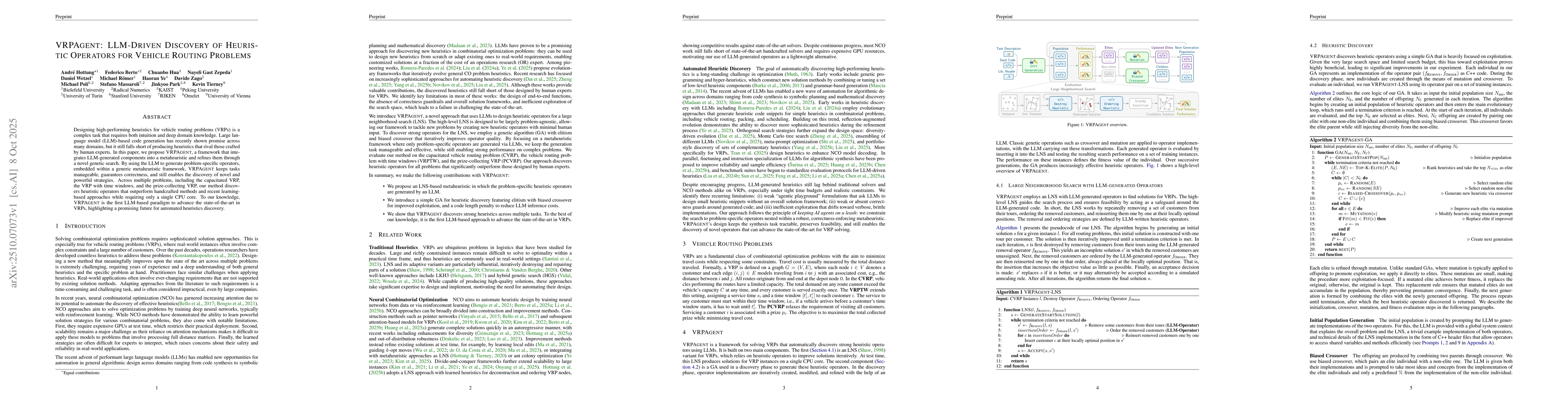 Thumbnail for VRPAgent: LLM-Driven Discovery of Heuristic Operators for Vehicle
  Routing Problems