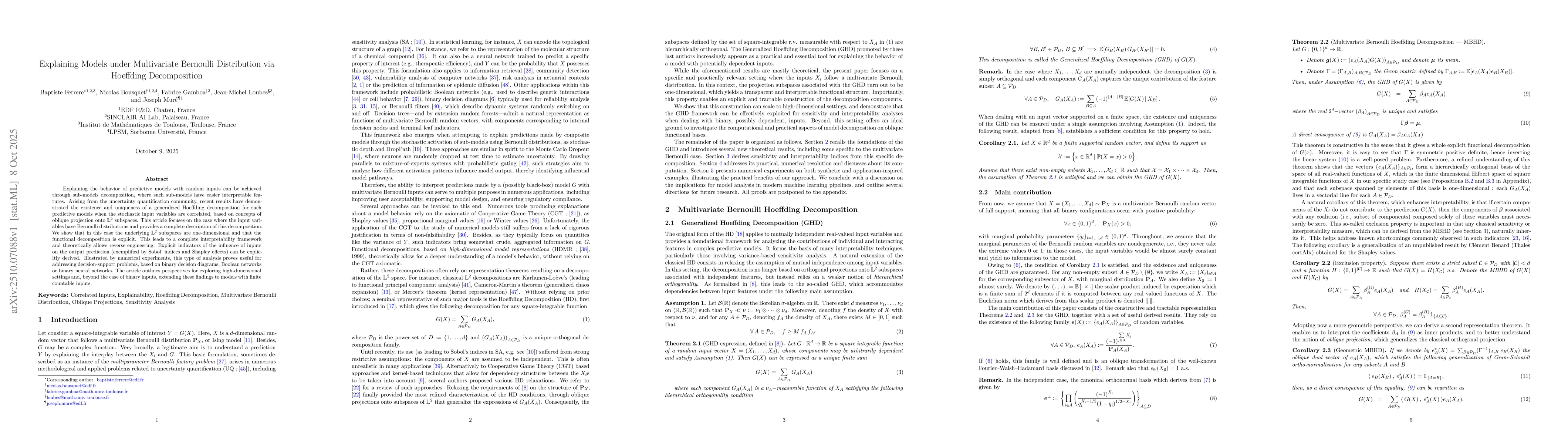 Thumbnail for Explaining Models under Multivariate Bernoulli Distribution via
  Hoeffding Decomposition