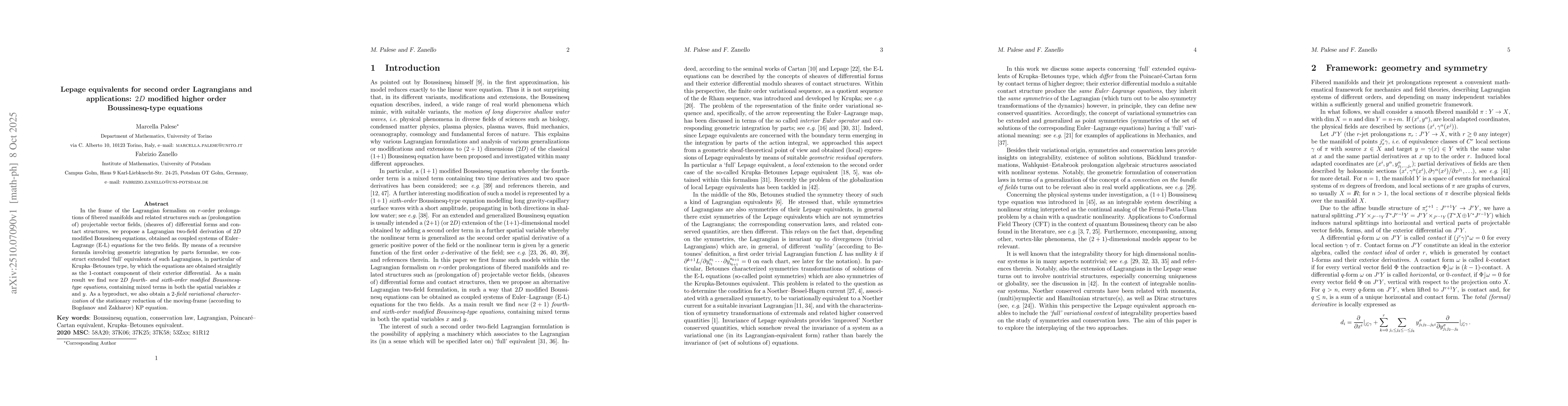 Thumbnail for Lepage equivalents for second order Lagrangians and applications: $2D$
  modified higher order Boussinesq-type equations