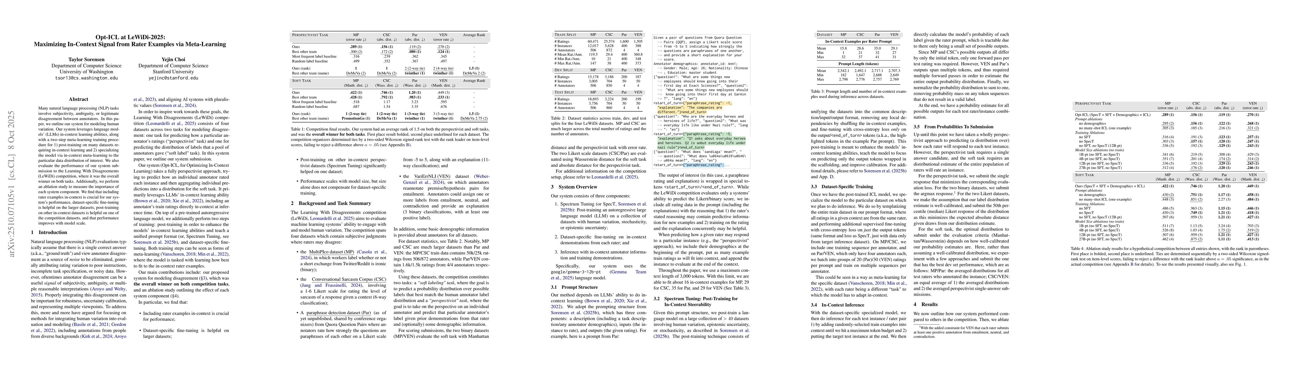 Thumbnail for Opt-ICL at LeWiDi-2025: Maximizing In-Context Signal from Rater Examples
  via Meta-Learning