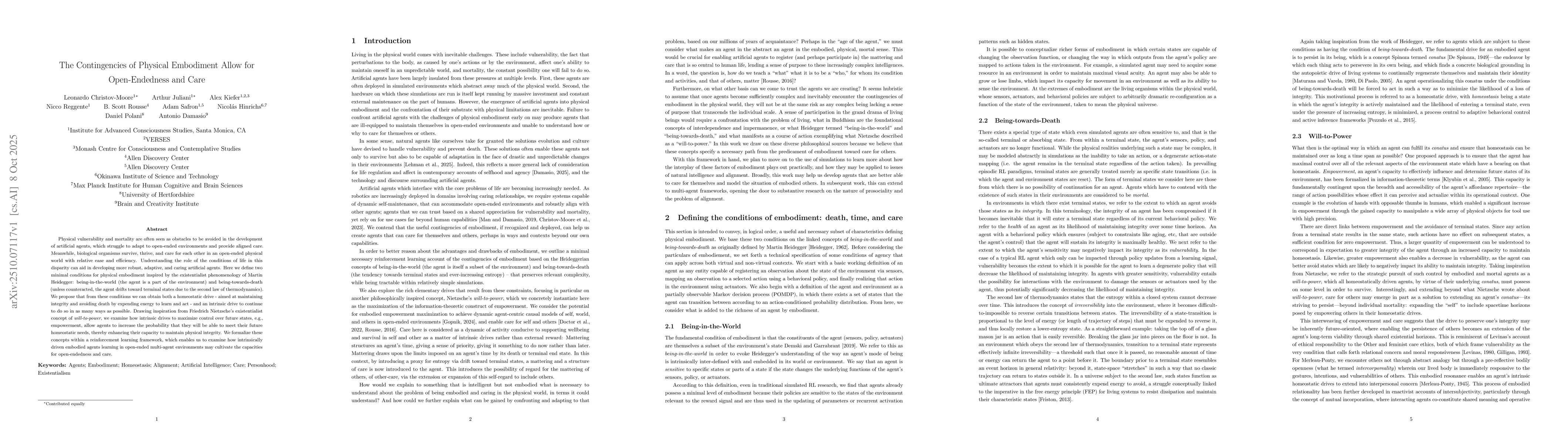 Thumbnail for The Contingencies of Physical Embodiment Allow for Open-Endedness and
  Care