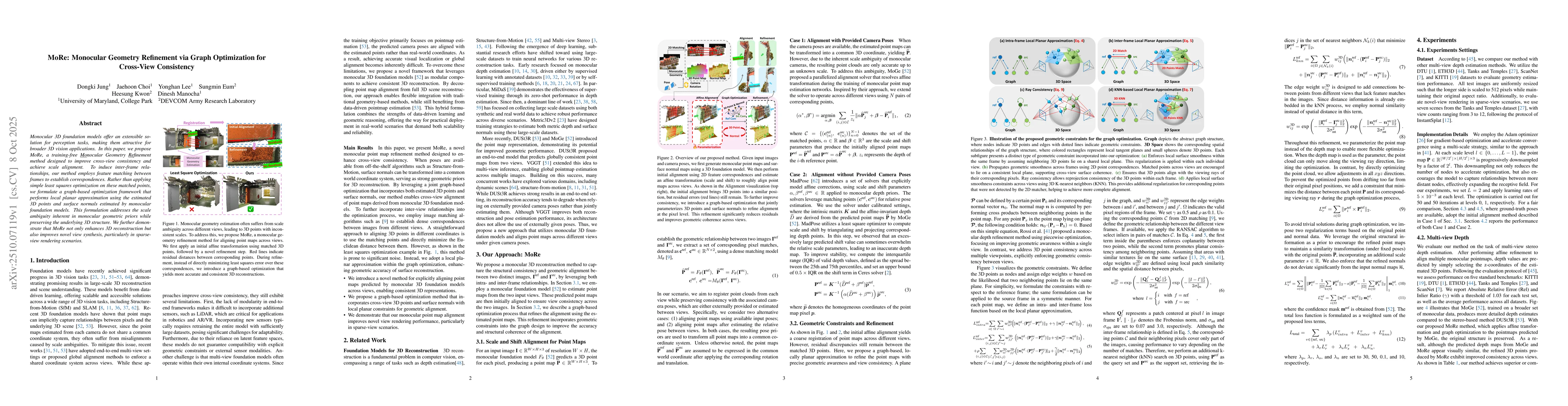 Thumbnail for MoRe: Monocular Geometry Refinement via Graph Optimization for
  Cross-View Consistency