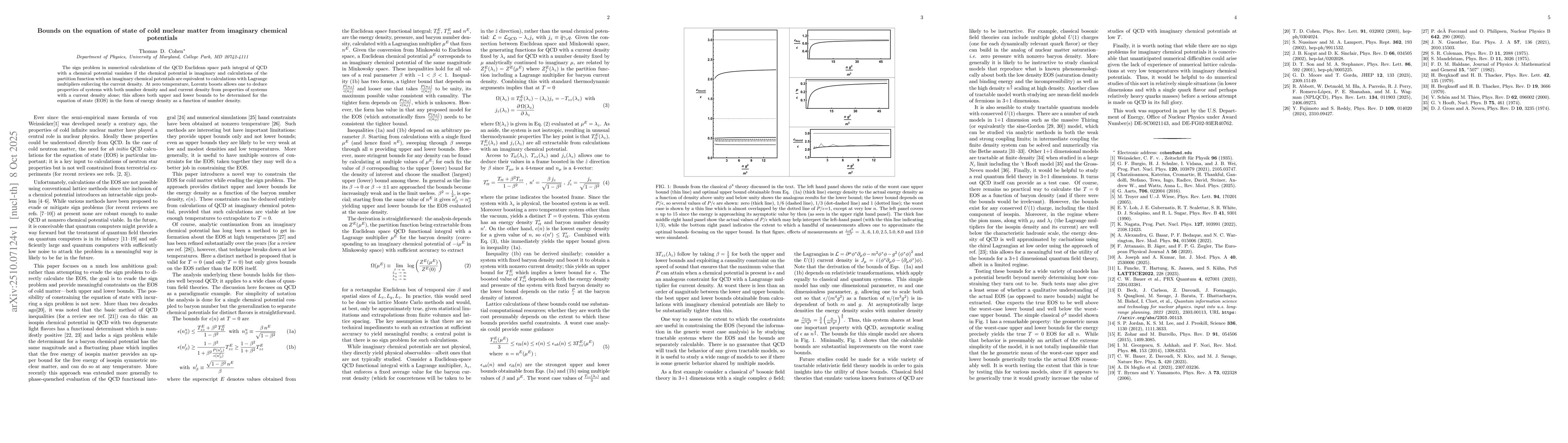Thumbnail for Bounds on the equation of state of cold nuclear matter from imaginary
  chemical potentials