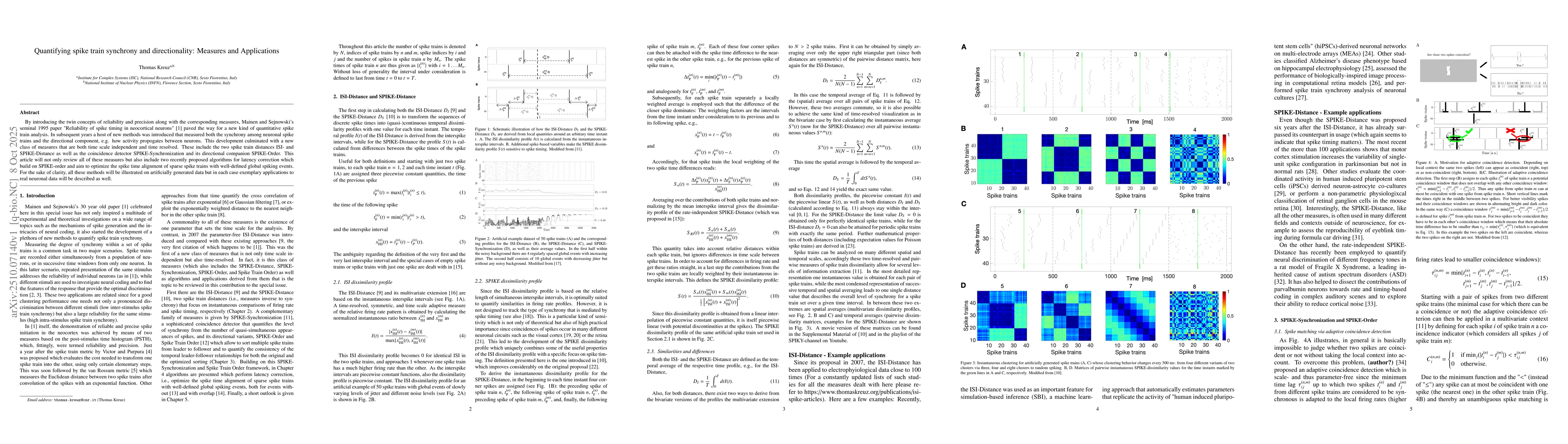 Thumbnail for Quantifying spike train synchrony and directionality: Measures and
  Applications