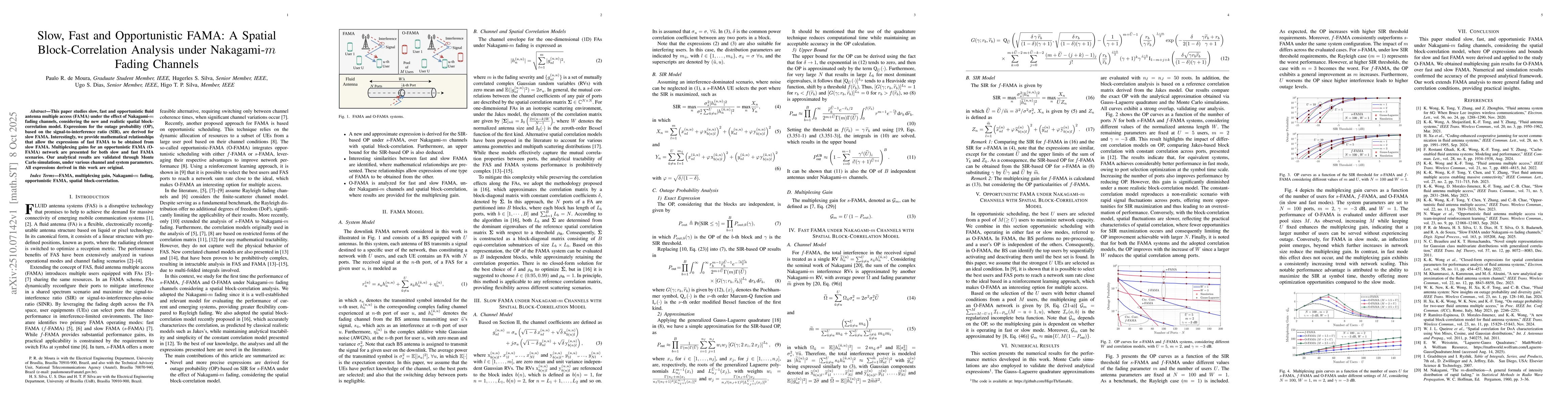 Thumbnail for Slow, Fast and Opportunistic FAMA: A Spatial Block-Correlation Analysis
  under Nakagami-m Fading Channels