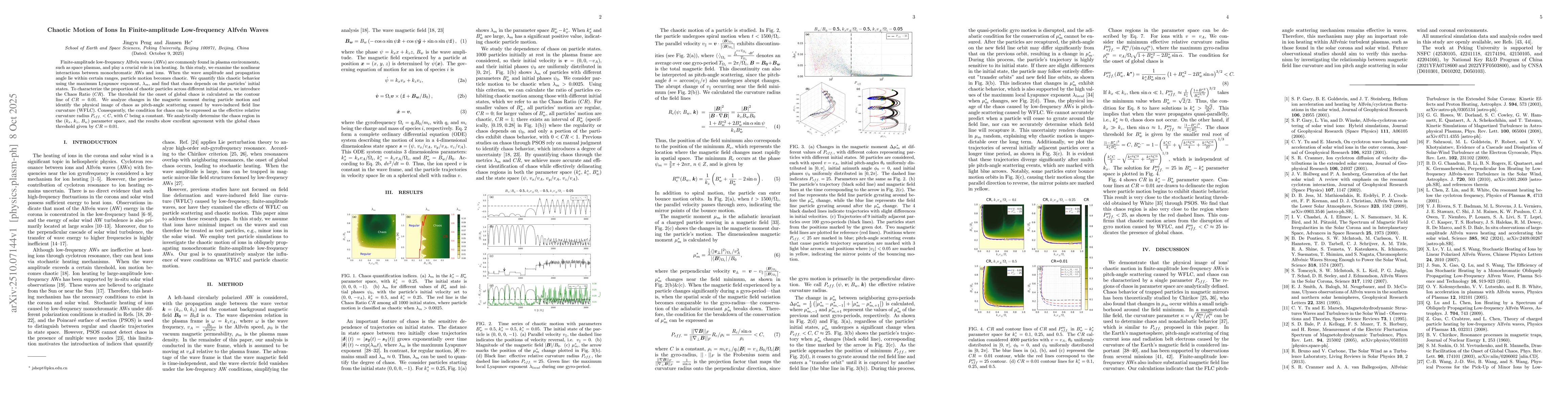 Thumbnail for Chaotic Motion of Ions In Finite-amplitude Low-frequency Alfvén Waves