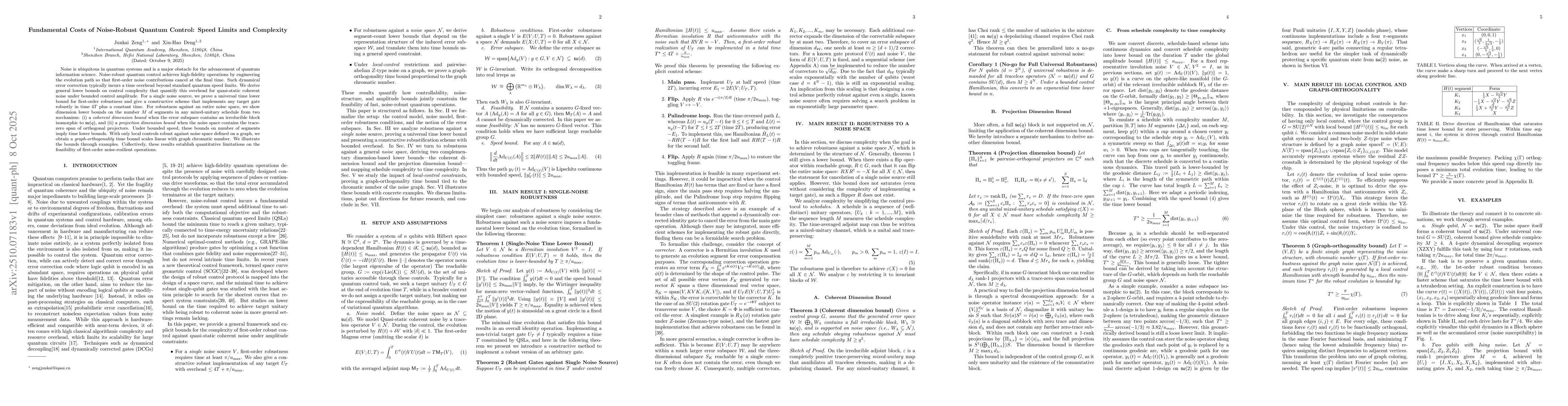 Thumbnail for Fundamental Costs of Noise-Robust Quantum Control: Speed Limits and
  Complexity