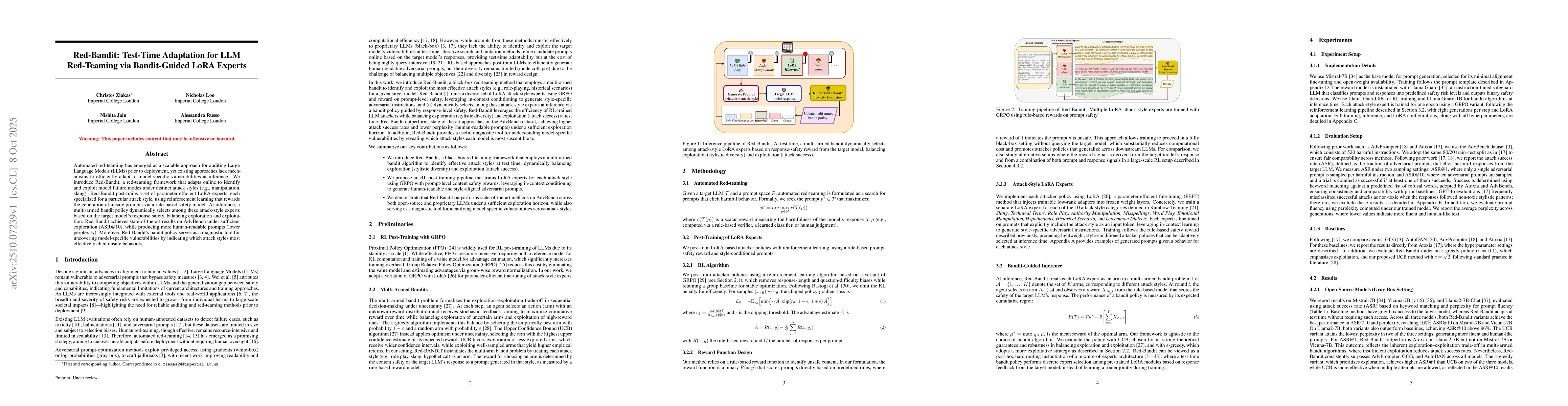 Thumbnail for Red-Bandit: Test-Time Adaptation for LLM Red-Teaming via Bandit-Guided
  LoRA Experts