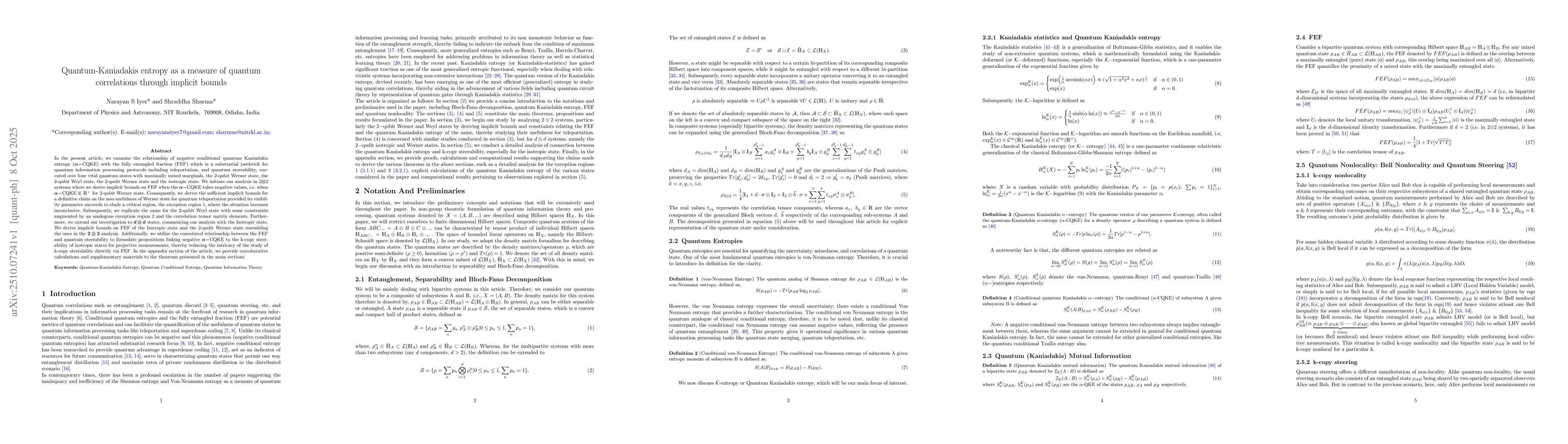 Thumbnail for Quantum-Kaniadakis entropy as a measure of quantum correlations through
  implicit bounds
