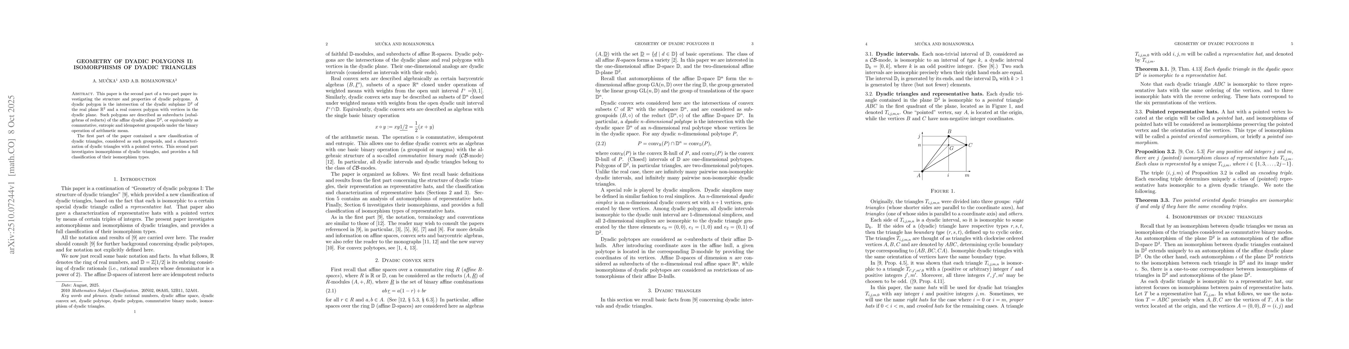 Thumbnail for Geometry of dyadic polygons II: isomorphisms of dyadic triangles