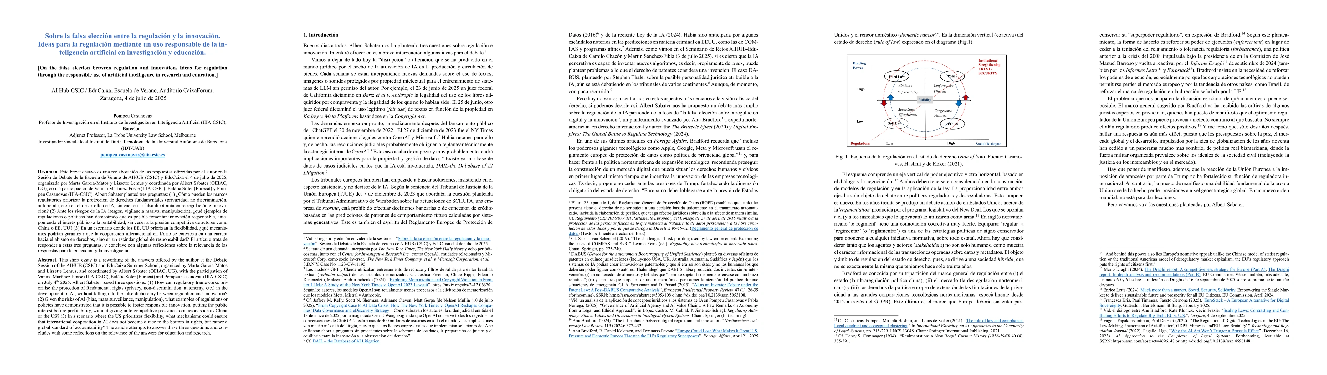 Thumbnail for On the false election between regulation and innovation. Ideas for
  regulation through the responsible use of artificial intelligence in research
  and education.[Spanish version]