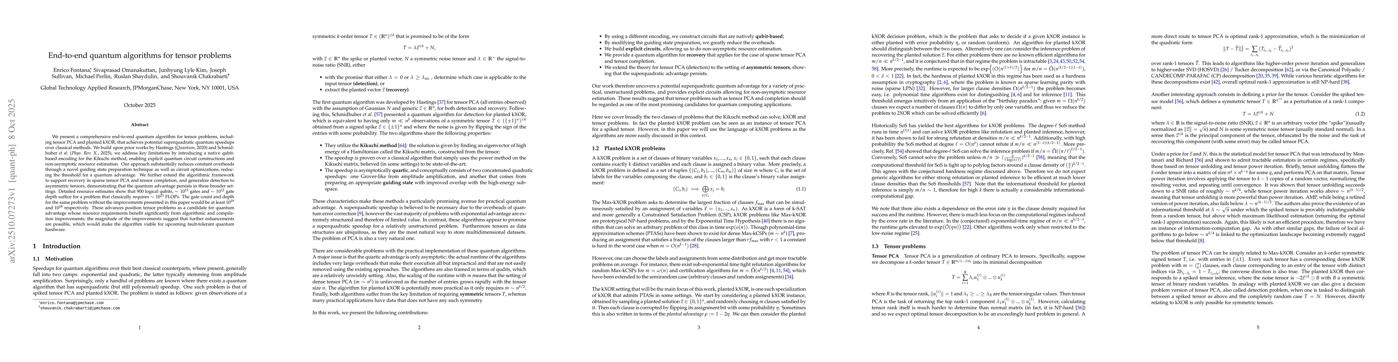 Thumbnail for End-to-end quantum algorithms for tensor problems