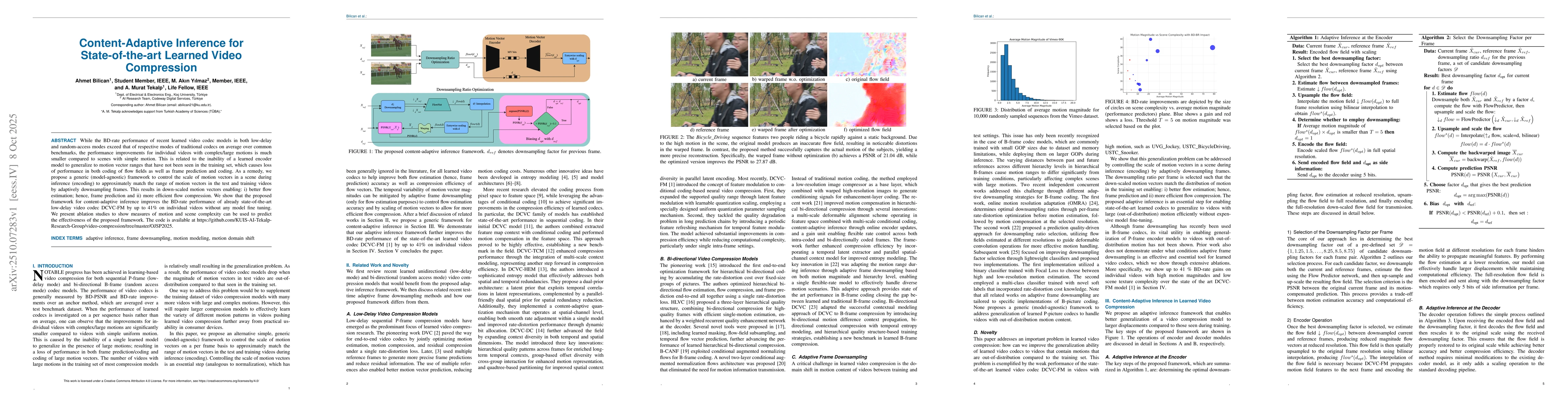 Thumbnail for Content-Adaptive Inference for State-of-the-art Learned Video
  Compression