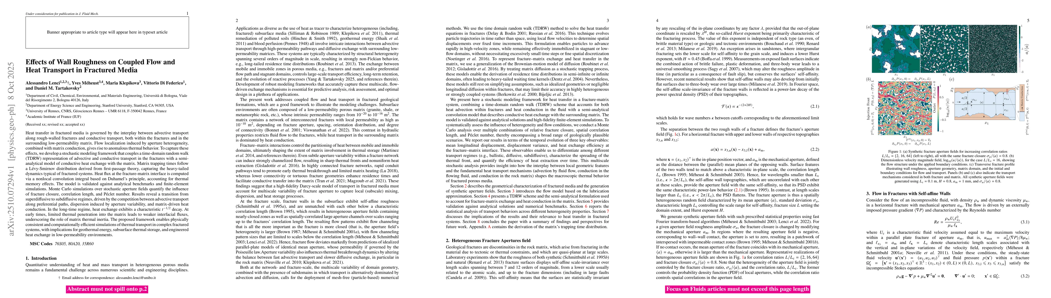 Thumbnail for Effects of Wall Roughness on Coupled Flow and Heat Transport in
  Fractured Media