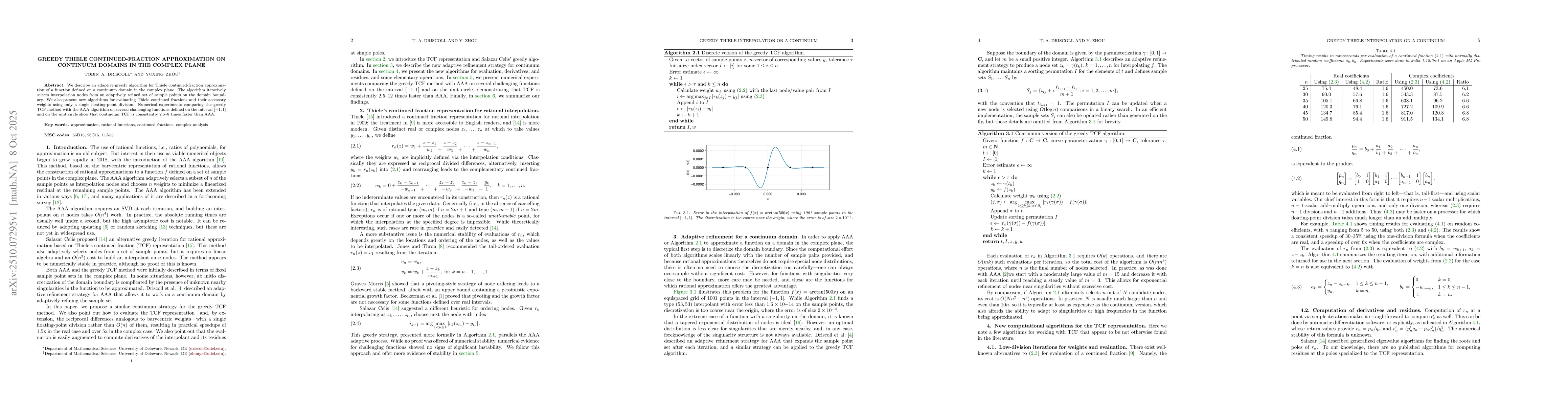 Thumbnail for Greedy Thiele continued-fraction approximation on continuum domains in
  the complex plane