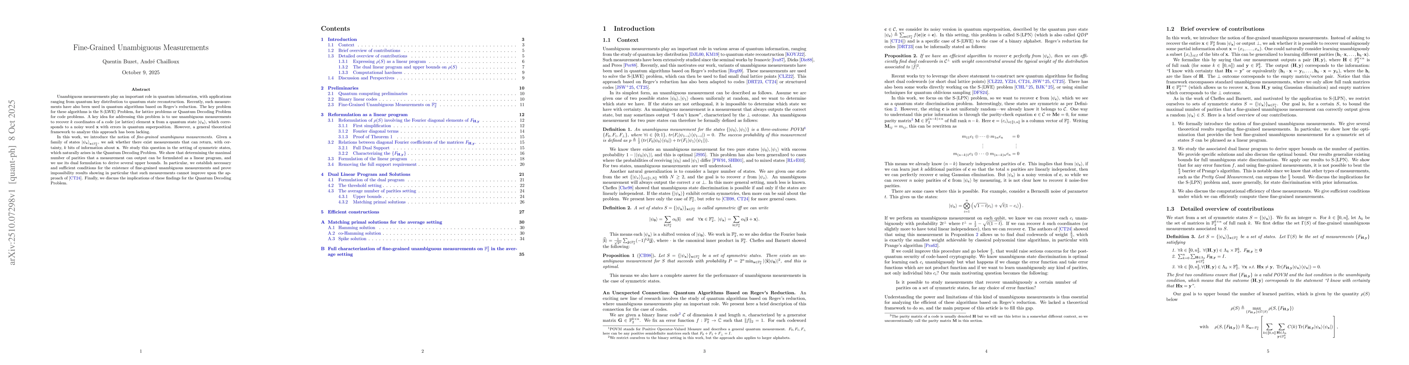 Thumbnail for Fine-Grained Unambiguous Measurements
