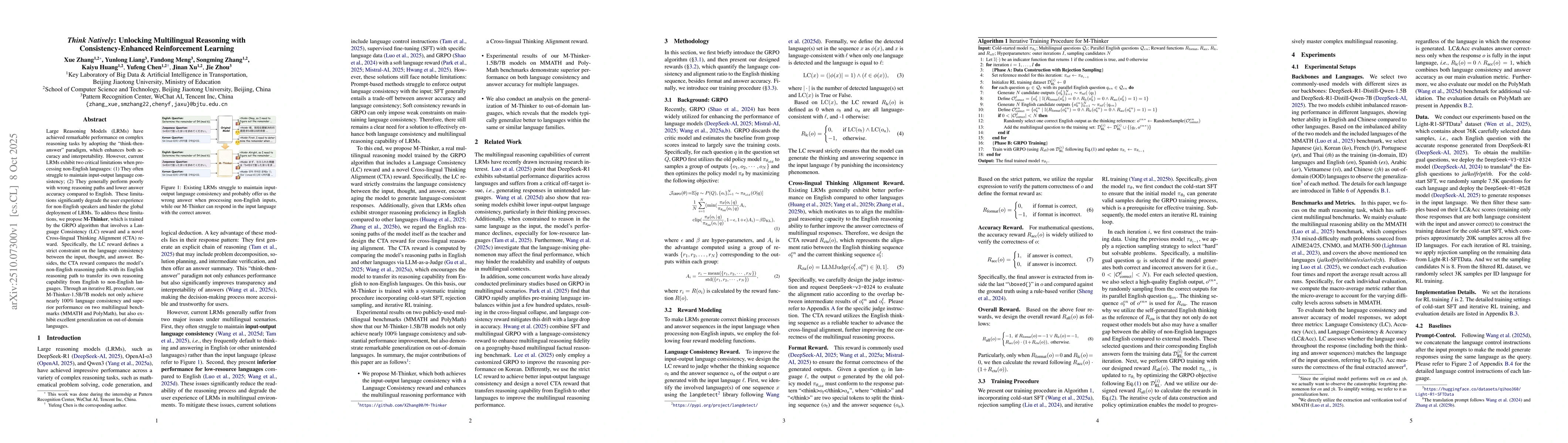Thumbnail for Think Natively: Unlocking Multilingual Reasoning with
  Consistency-Enhanced Reinforcement Learning