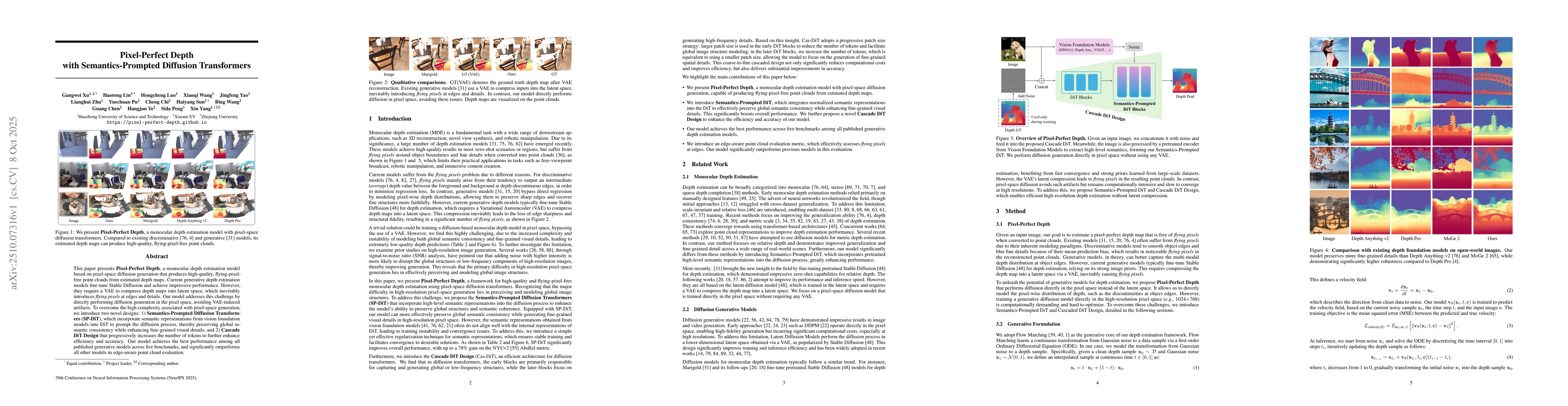 Thumbnail for Pixel-Perfect Depth with Semantics-Prompted Diffusion Transformers