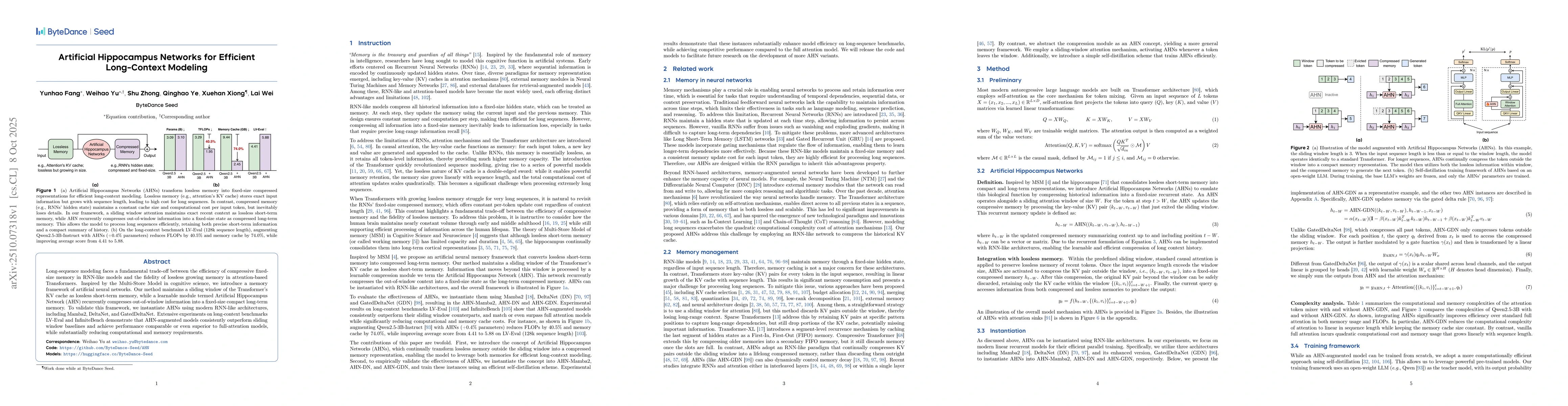 Thumbnail for Artificial Hippocampus Networks for Efficient Long-Context Modeling