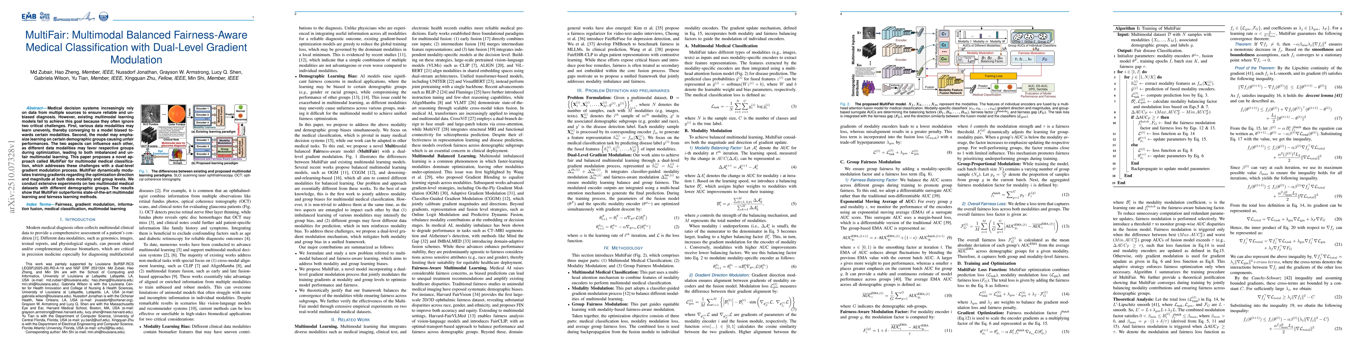 Thumbnail for MultiFair: Multimodal Balanced Fairness-Aware Medical Classification
  with Dual-Level Gradient Modulation