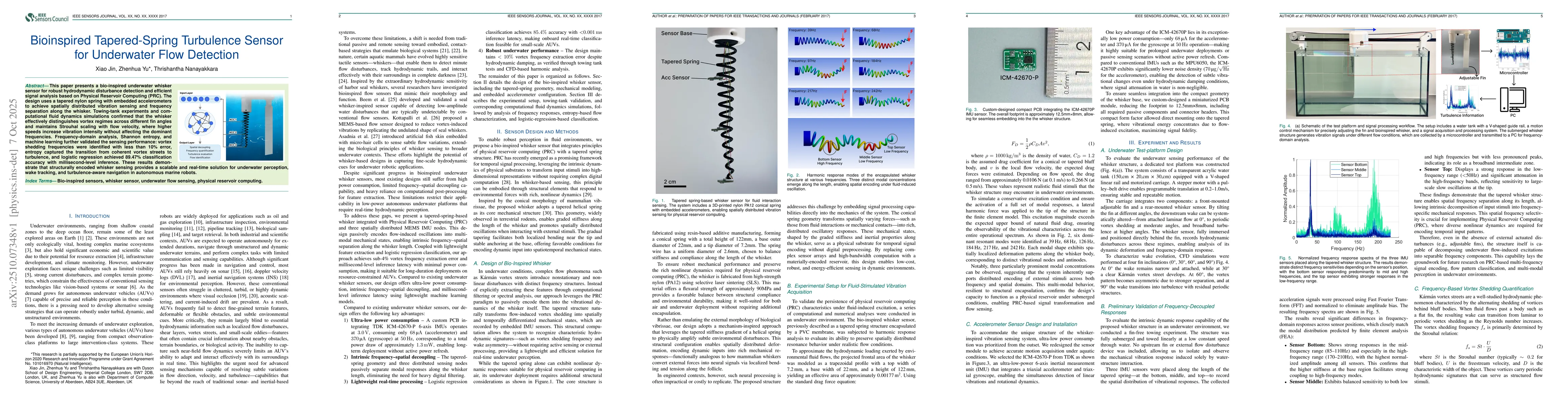 Thumbnail for Bioinspired Tapered-Spring Turbulence Sensor for Underwater Flow
  Detection
