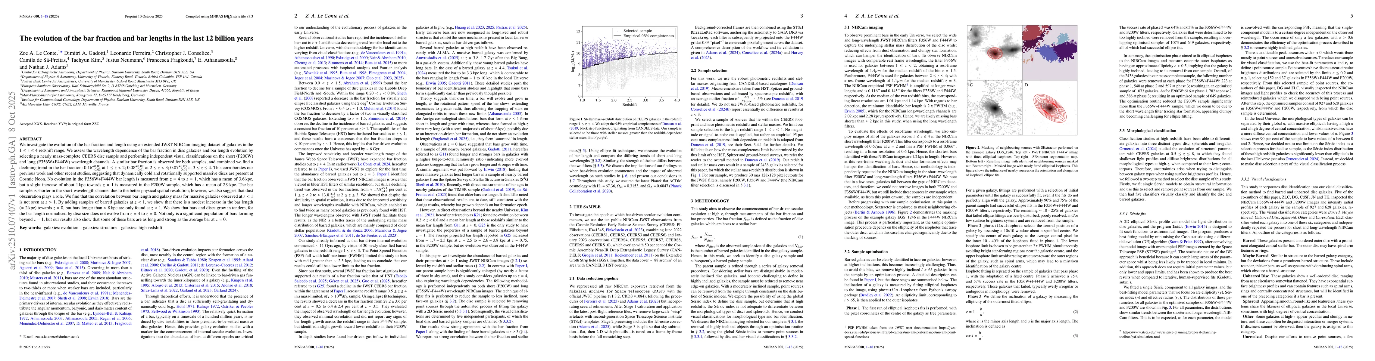 Thumbnail for The evolution of the bar fraction and bar lengths in the last 12 billion
  years