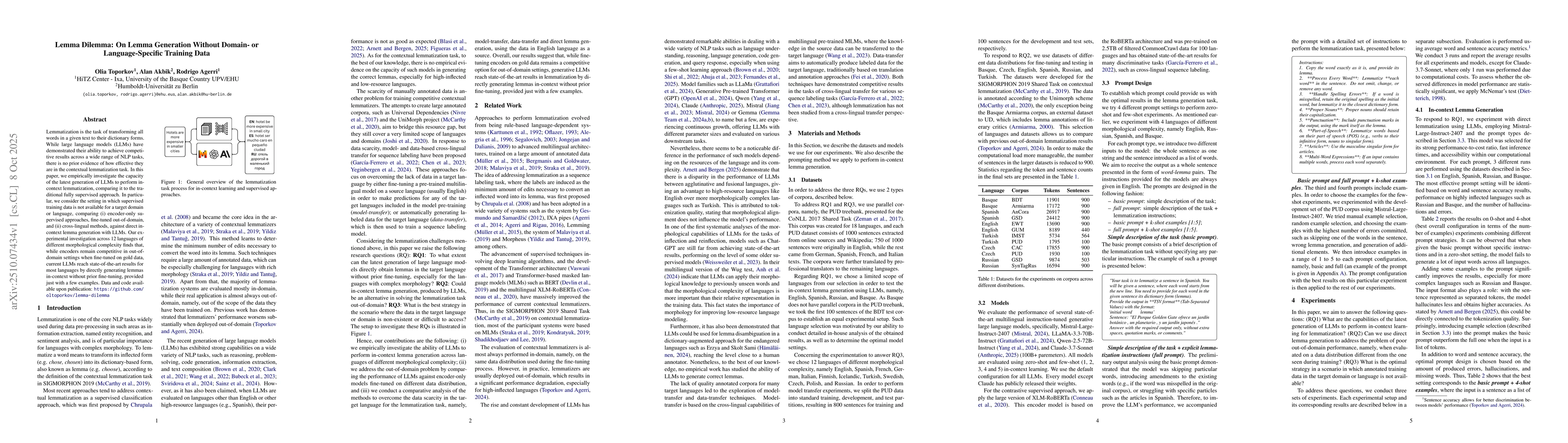 Thumbnail for Lemma Dilemma: On Lemma Generation Without Domain- or Language-Specific
  Training Data