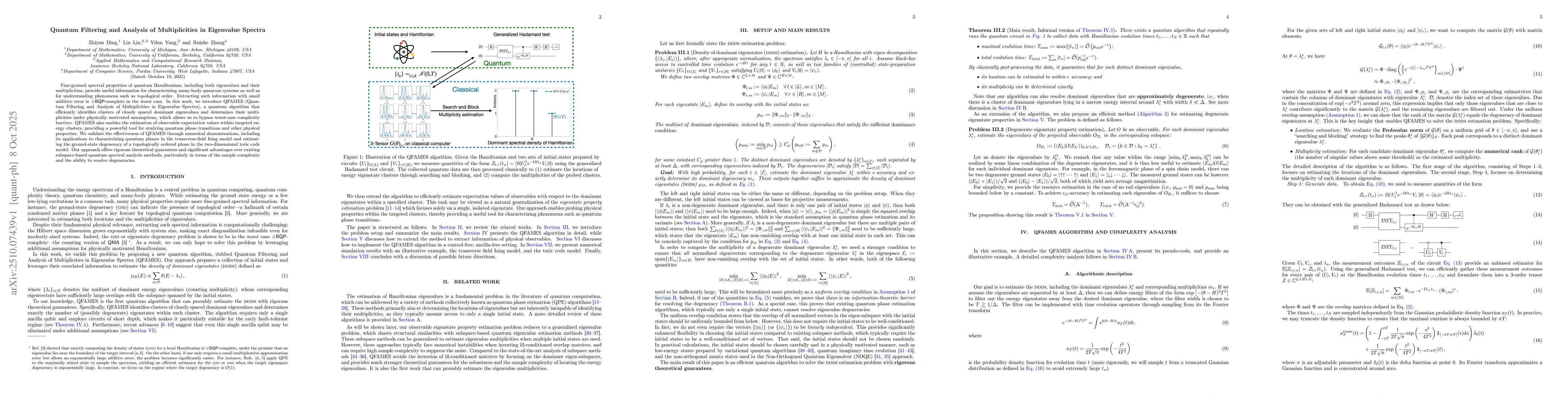 Thumbnail for Quantum Filtering and Analysis of Multiplicities in Eigenvalue Spectra