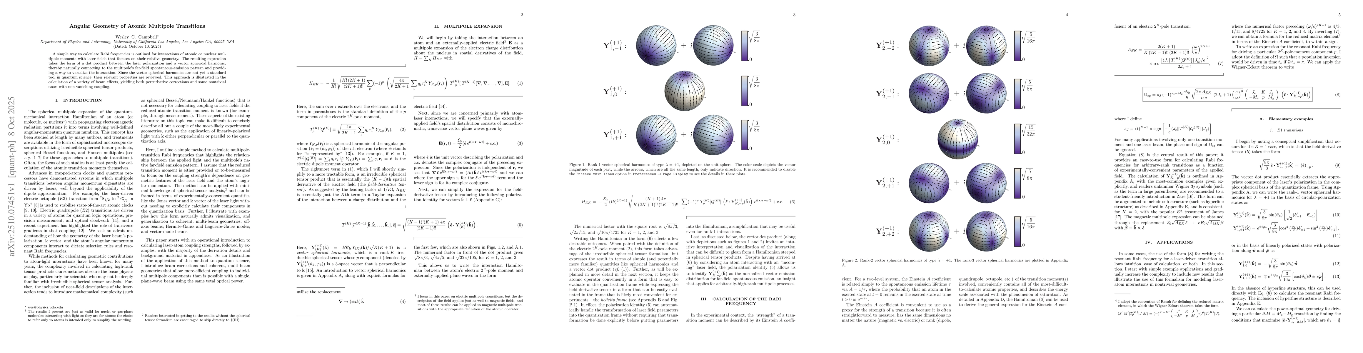 Thumbnail for Angular Geometry of Atomic Multipole Transitions