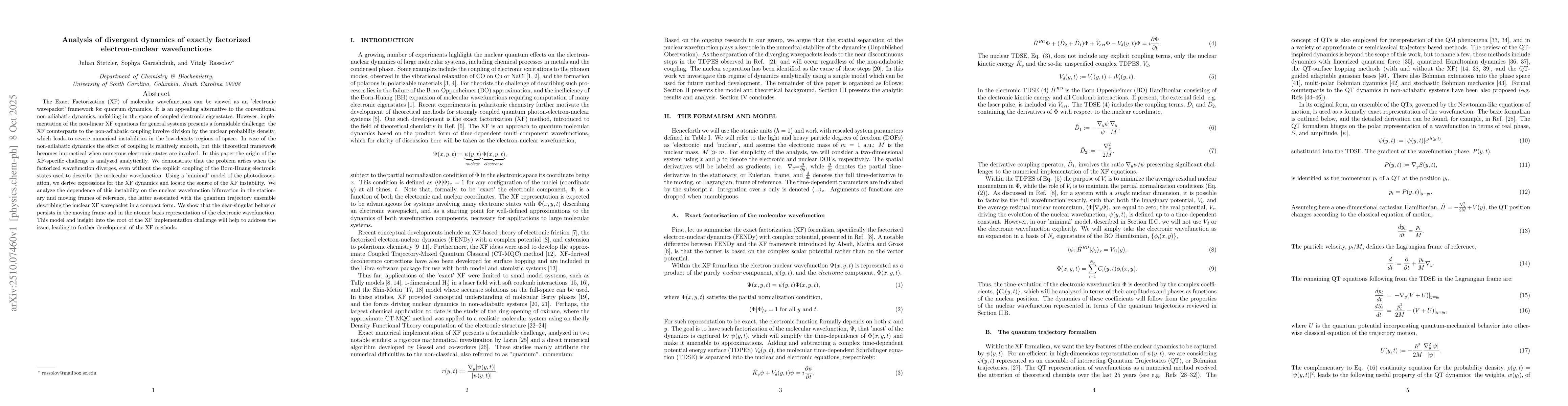 Thumbnail for Analysis of divergent dynamics of exactly factorized electron-nuclear
  wavefunctions