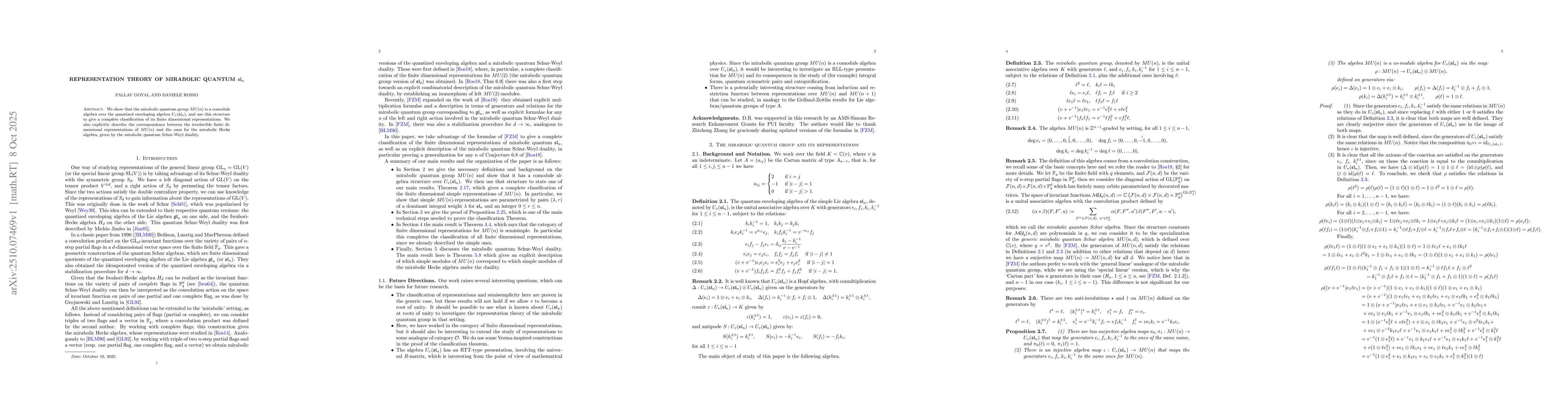 Thumbnail for Representation theory of mirabolic quantum $\mathfrak{sl}_n$