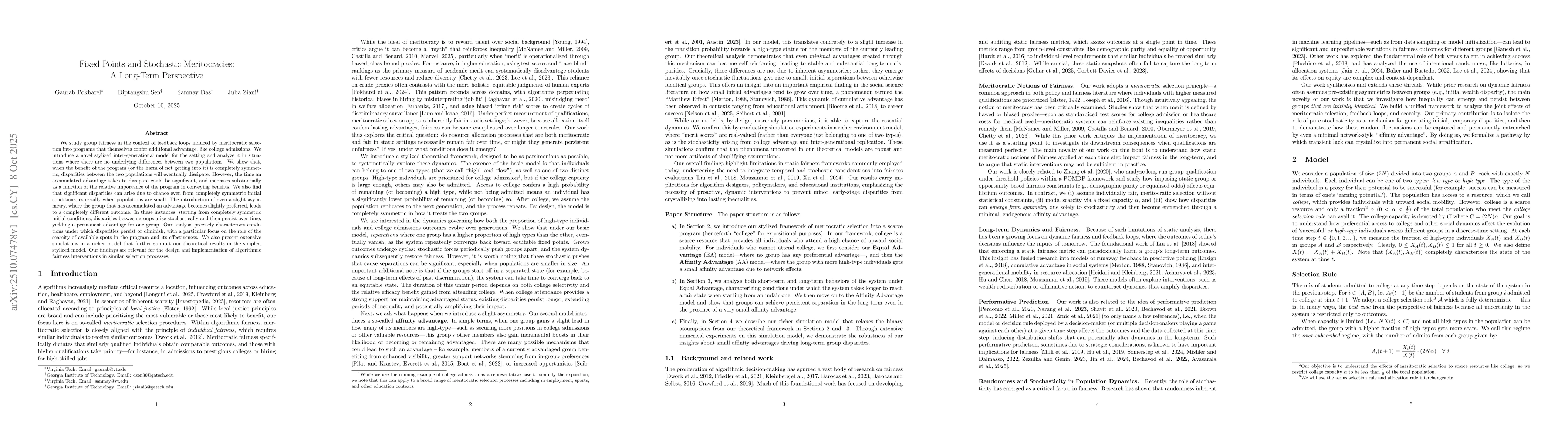 Thumbnail for Fixed Points and Stochastic Meritocracies: A Long-Term Perspective
