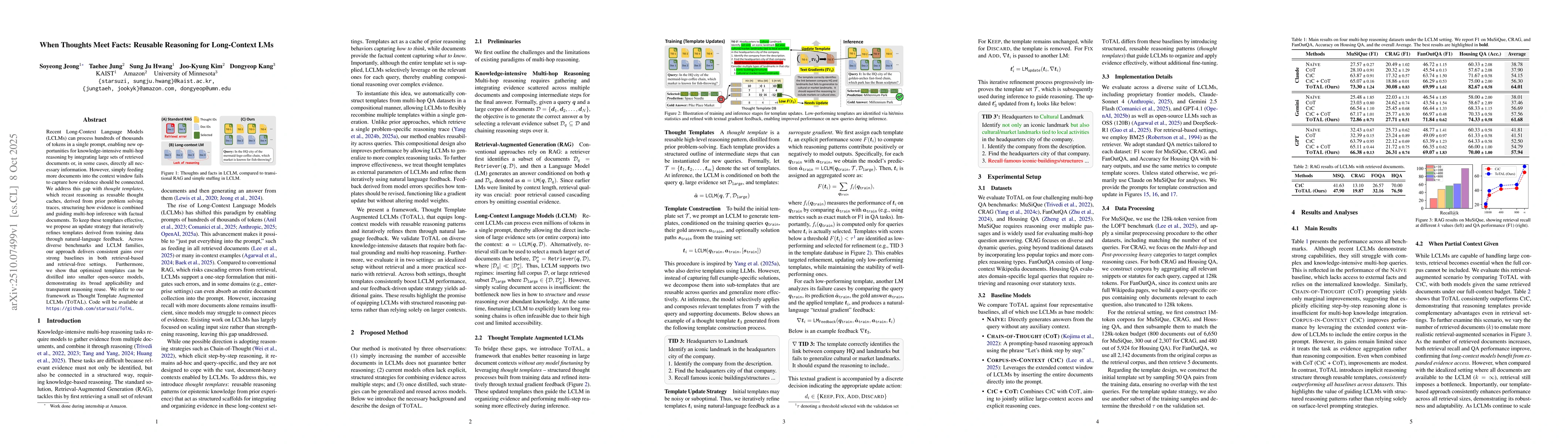 Thumbnail for When Thoughts Meet Facts: Reusable Reasoning for Long-Context LMs