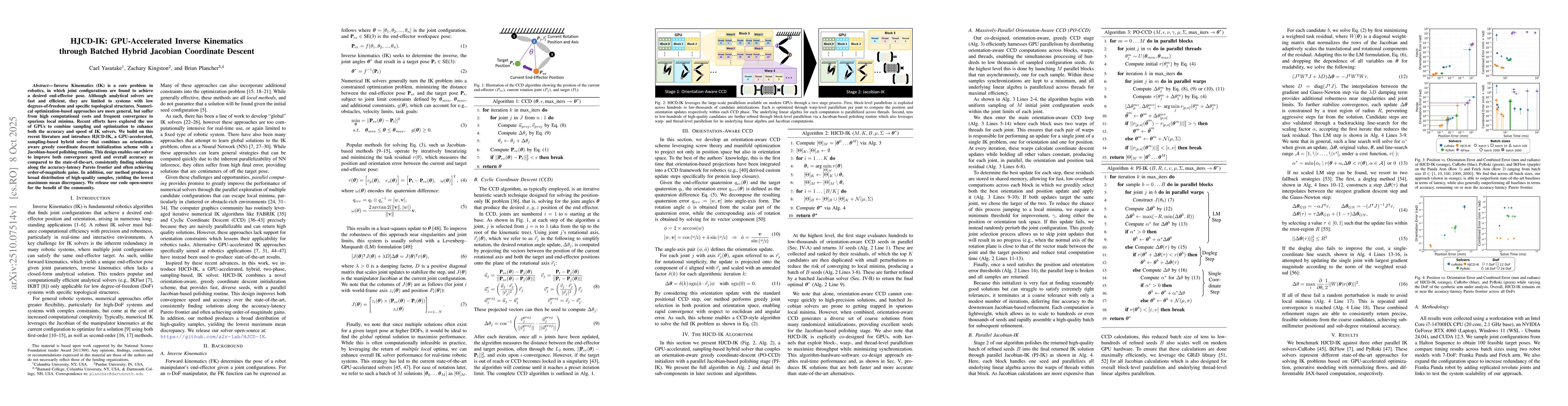 Thumbnail for HJCD-IK: GPU-Accelerated Inverse Kinematics through Batched Hybrid
  Jacobian Coordinate Descent